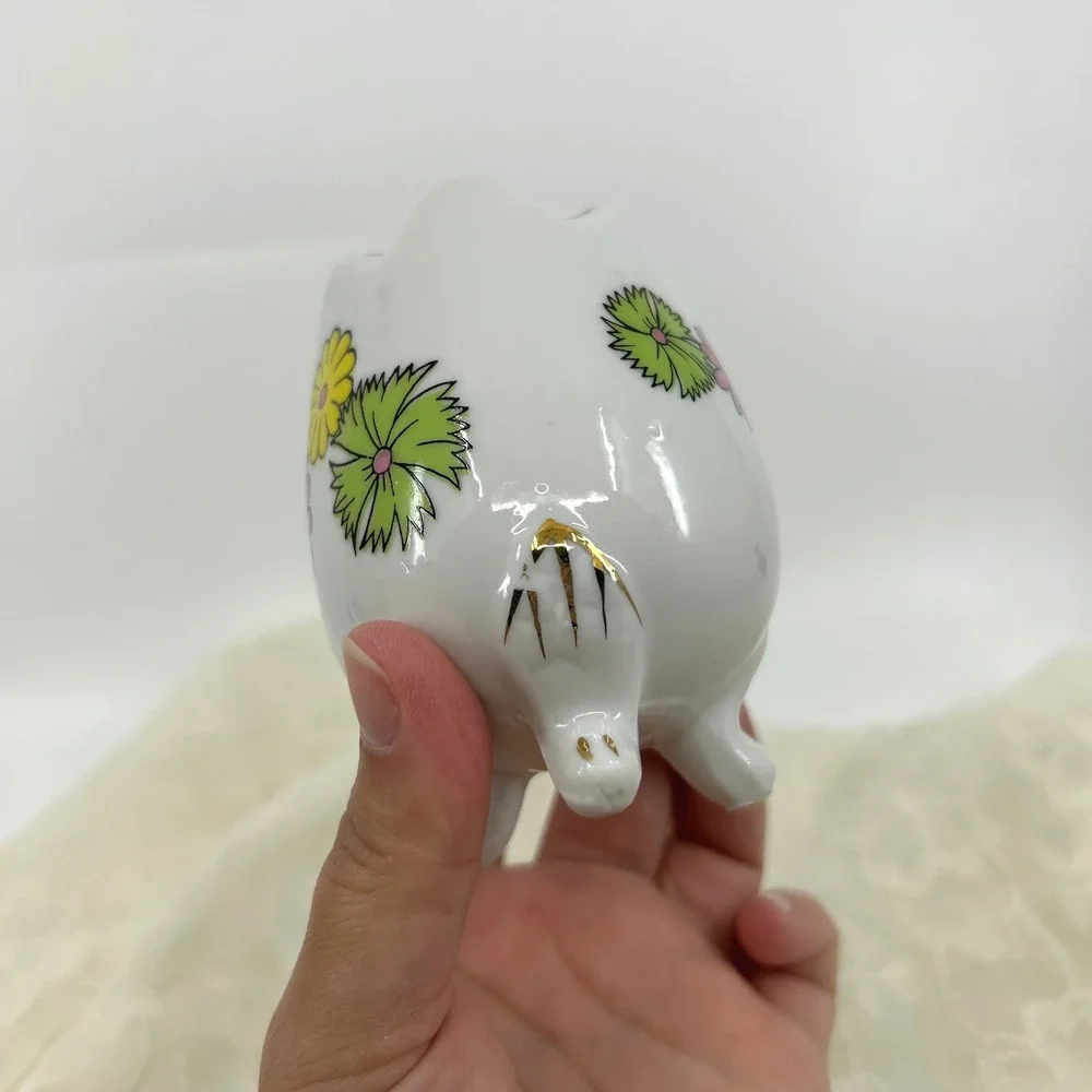 Vintage Groovy Flower Power Ceramic Broken Egg Vase Candle Holder Decor